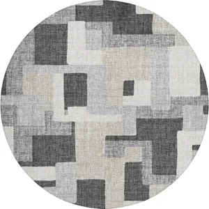 Luxury Washable Indoor/Outdoor Portico Gray 8\' x 8\' Round Rug