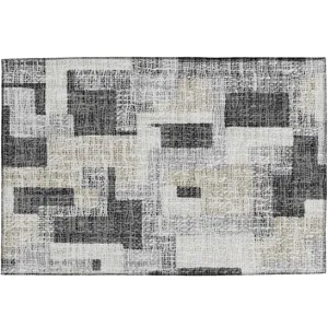 Luxury Washable Indoor/Outdoor Portico Gray 1\'8\" x 2\'6\" Rug