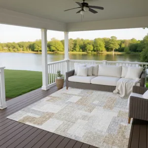 Luxury Washable Indoor/Outdoor Portico Ivory 3\' x 5\' Rug