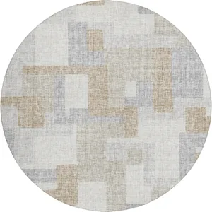 Luxury Washable Indoor/Outdoor Portico Ivory 8\' x 8\' Round Rug
