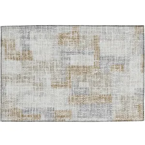 Luxury Washable Indoor/Outdoor Portico Ivory 1\'8\" x 2\'6\" Rug