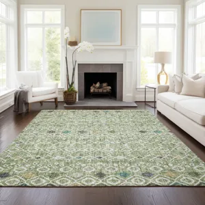 Luxury Washable Indoor/Outdoor Portico Aloe 9\' x 12\' Rug