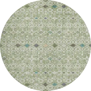 Luxury Washable Indoor/Outdoor Portico Aloe 8\' x 8\' Round Rug