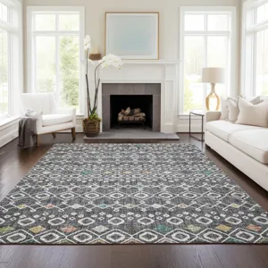 Luxury Washable Indoor/Outdoor Portico Gray 3\' x 5\' Rug