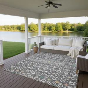 Luxury Washable Indoor/Outdoor Portico Gray 3\' x 5\' Rug