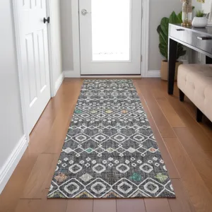 Luxury Washable Indoor/Outdoor Portico Gray 2\'3\" x 7\'6\" Runner Rug