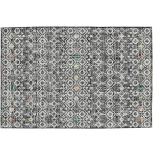 Luxury Washable Indoor/Outdoor Portico Gray 1\'8\" x 2\'6\" Rug