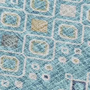 Luxury Washable Indoor/Outdoor Portico Teal 1\'8\" x 2\'6\" Rug