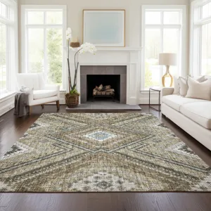 Luxury Washable Indoor/Outdoor Portico Beige 5\' x 7\'6\" Rug