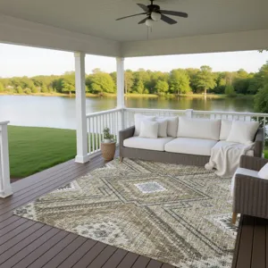 Luxury Washable Indoor/Outdoor Portico Beige 5\' x 7\'6\" Rug
