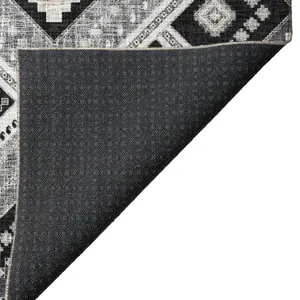 Luxury Washable Indoor/Outdoor Portico Black 2\'6\" x 3\'10\" Rug