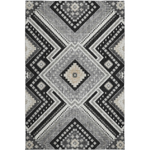 Luxury Washable Indoor/Outdoor Portico Black Rug