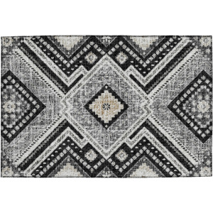 Luxury Washable Indoor/Outdoor Portico Black Rug