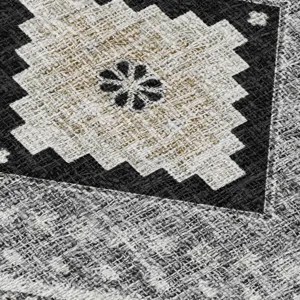 Luxury Washable Indoor/Outdoor Portico Black 2\'6\" x 3\'10\" Rug
