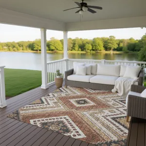 Luxury Washable Indoor/Outdoor Portico Copper 3\' x 5\' Rug