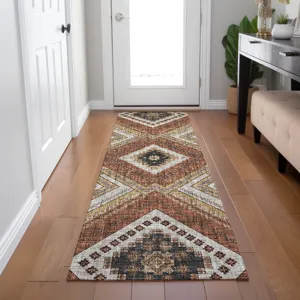 Luxury Washable Indoor/Outdoor Portico Copper 2\'3\" x 7\'6\" Runner Rug