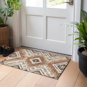 Luxury Washable Indoor/Outdoor Portico Copper 1\'8\" x 2\'6\" Rug