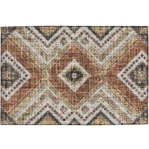 Luxury Washable Indoor/Outdoor Portico Copper 1\'8\" x 2\'6\" Rug