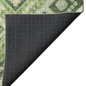 Luxury Washable Indoor/Outdoor Portico Green 2\'6\" x 3\'10\" Rug