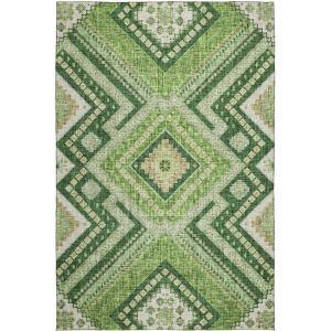 Luxury Washable Indoor/Outdoor Portico Green Rug