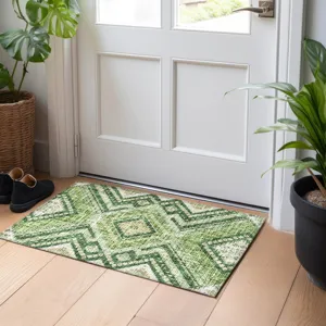 Luxury Washable Indoor/Outdoor Portico Green 1\'8\" x 2\'6\" Rug