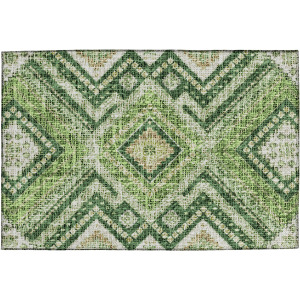 Luxury Washable Indoor/Outdoor Portico Green Rug