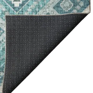 Luxury Washable Indoor/Outdoor Portico Teal 8\' x 10\' Rug