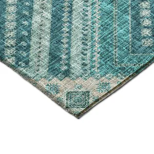 Luxury Washable Indoor/Outdoor Portico Teal 8\' x 10\' Rug