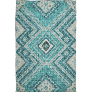 Luxury Washable Indoor/Outdoor Portico Teal Rug