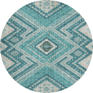 Luxury Washable Indoor/Outdoor Portico Teal Rug