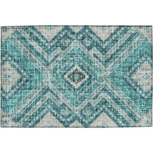 Luxury Washable Indoor/Outdoor Portico Teal Rug