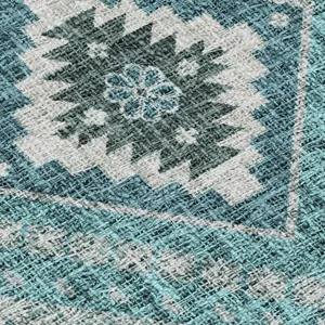 Luxury Washable Indoor/Outdoor Portico Teal 8\' x 10\' Rug