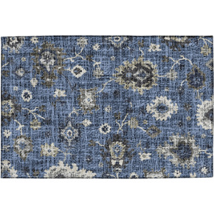 Luxury Washable Indoor/Outdoor Portico Blue Rug