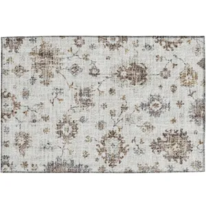 Luxury Washable Indoor/Outdoor Portico Ivory 1\'8\" x 2\'6\" Rug
