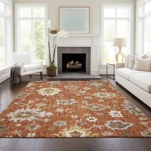 Luxury Washable Indoor/Outdoor Portico Paprika 3\' x 5\' Rug