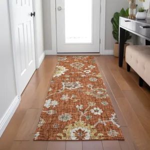 Luxury Washable Indoor/Outdoor Portico Paprika 2\'3\" x 7\'6\" Runner Rug