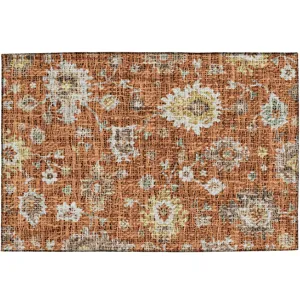 Luxury Washable Indoor/Outdoor Portico Paprika 1\'8\" x 2\'6\" Rug