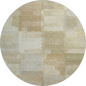 Luxury Washable Indoor/Outdoor Ravenna Beige 8' x 8' Round Rug
