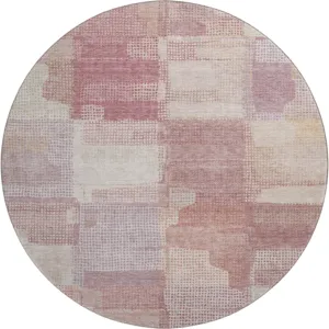 Luxury Washable Indoor/Outdoor Ravenna Blush 8\' x 8\' Round Rug