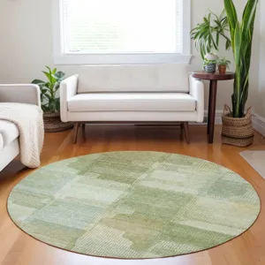 Luxury Washable Indoor/Outdoor Ravenna Green 8\' x 8\' Round Rug