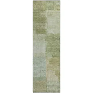 Luxury Washable Indoor/Outdoor Ravenna Green 2\'3\" x 7\'6\" Runner Rug