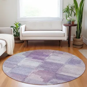 Luxury Washable Indoor/Outdoor Ravenna Lavender 8\' x 8\' Round Rug