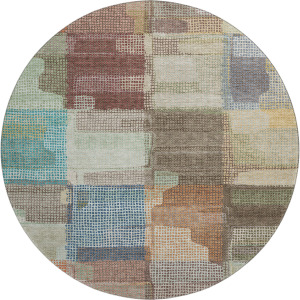 Luxury Washable Indoor/Outdoor Ravenna Putty 8' x 8' Round Rug