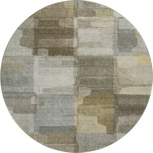 Luxury Washable Indoor/Outdoor Ravenna Taupe 8\' x 8\' Round Rug