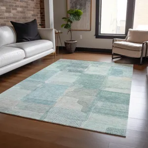 Luxury Washable Indoor/Outdoor Ravenna Teal 2\'6\" x 3\'10\" Rug