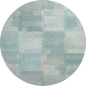 Luxury Washable Indoor/Outdoor Ravenna Teal 8' x 8' Round Rug
