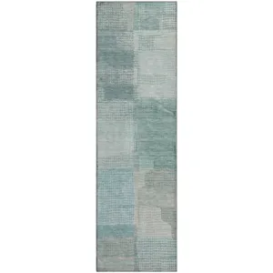 Luxury Washable Indoor/Outdoor Ravenna Teal 2\'3\" x 7\'6\" Runner Rug