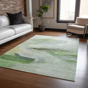 Luxury Washable Indoor/Outdoor Ravenna Aloe 2\'6\" x 3\'10\" Rug