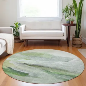 Luxury Washable Indoor/Outdoor Ravenna Aloe 8\' x 8\' Round Rug