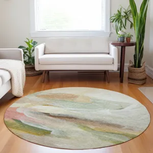Luxury Washable Indoor/Outdoor Ravenna Linen 8\' x 8\' Round Rug